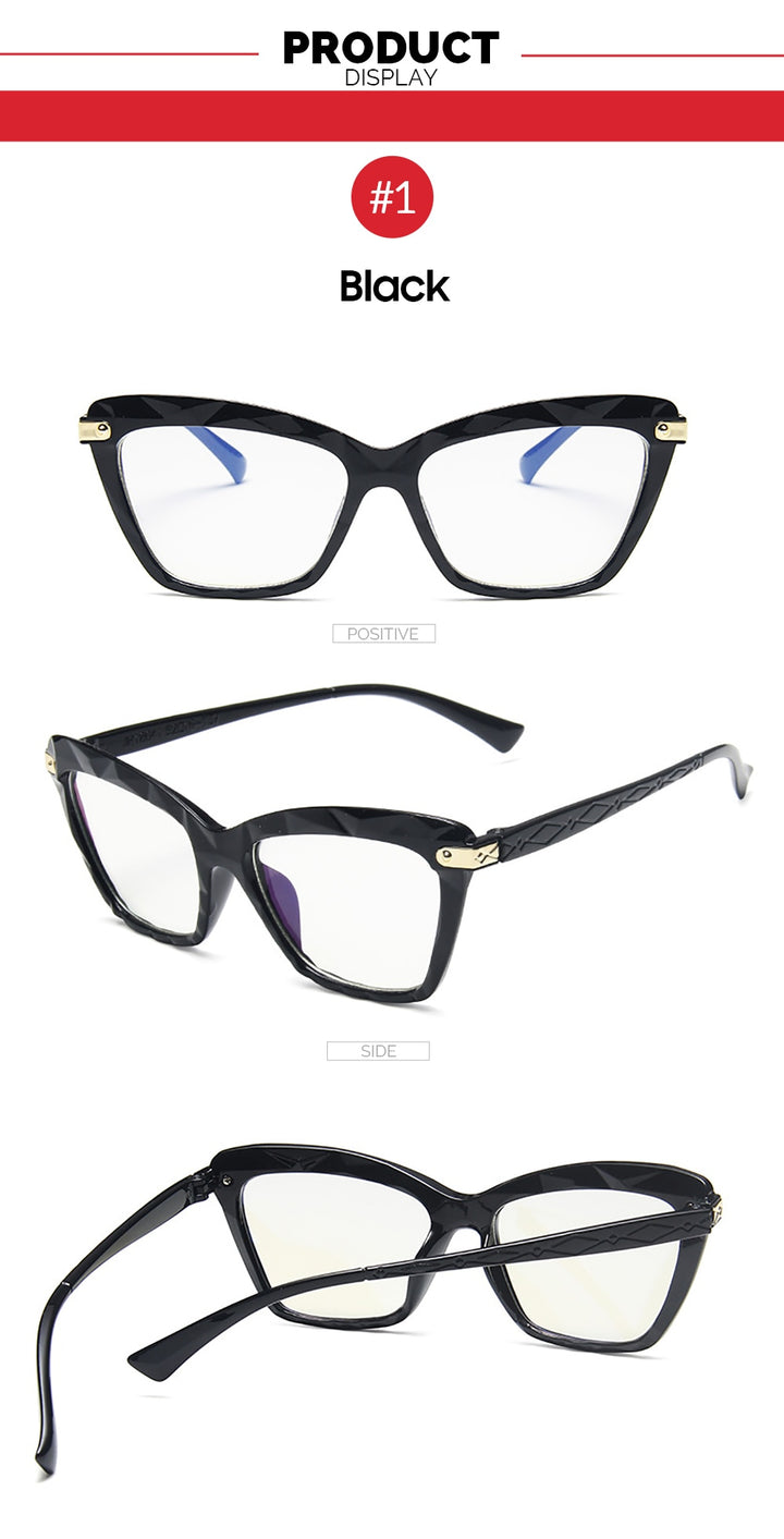 VIVIBEE Women Cat Eye Anti Blue Light Glasses Cateye Black Frame Blue Light Blocking Computer