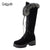 Gdgydh Lace-up Winter Shoes Women Snow Boots Real Fur  Knee High Suede Thick Heel With Zip Big Size 43