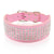 Rhinestone Leather Diamante Crystal Studded Dogs Pet Collars 2inch Wide