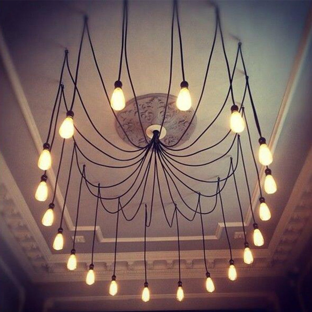 E27 Retro Edison Bulb Pendant Lights Vintage Loft Antique Hanging Pendant Lamp Spider