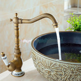 Kitchen Faucets 360 Swivel Antique Brass Porcelain Mixer Tap  Bnf510