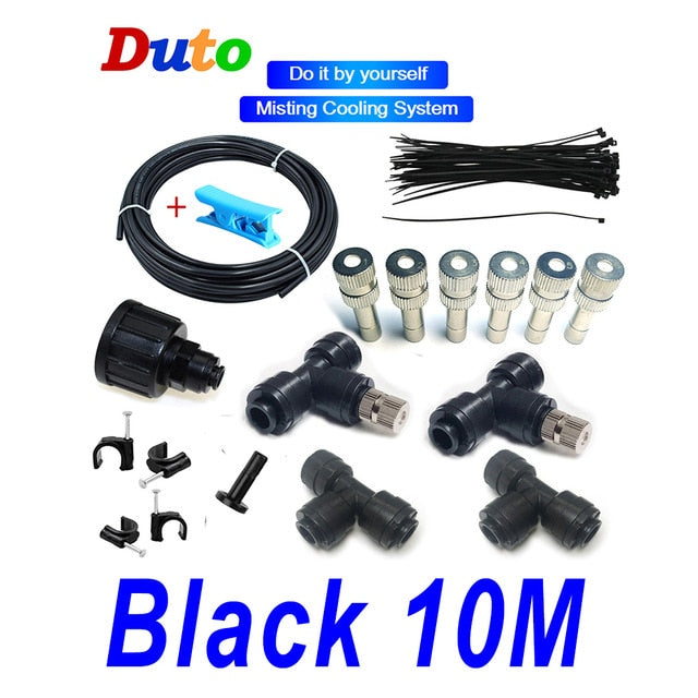 Outdoor Misting Cooling System Kit Greenhouse quick connect nozzle  7M-20M System