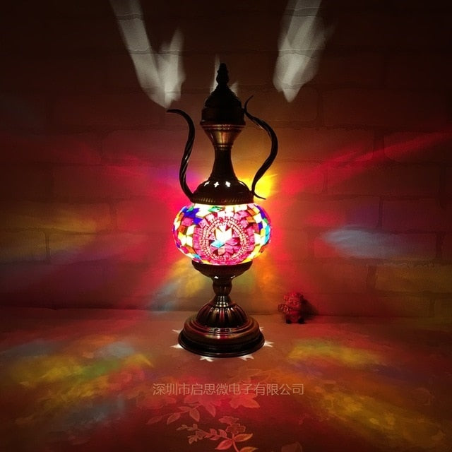 Mediterranean style Handcrafted mosaic Glass   Art Deco Turkish Mosaic Table Lamp
