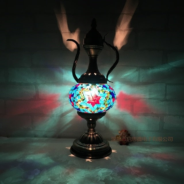 Mediterranean style Handcrafted mosaic Glass   Art Deco Turkish Mosaic Table Lamp