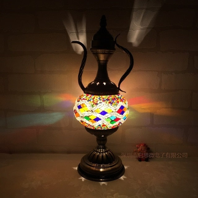 Mediterranean style Handcrafted mosaic Glass   Art Deco Turkish Mosaic Table Lamp