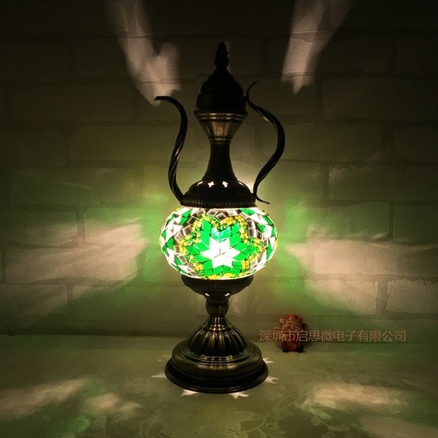 Mediterranean style Handcrafted mosaic Glass   Art Deco Turkish Mosaic Table Lamp