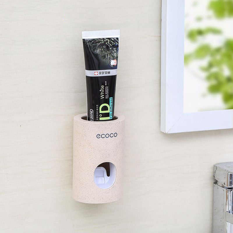 Automatic Toothpaste Dispenser Dust-proof Toothbrush Holder Wall Mount Stand