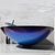 LUXURY BLUE Glass basin sink bowl with MATCHING glass WATERFALL Tap