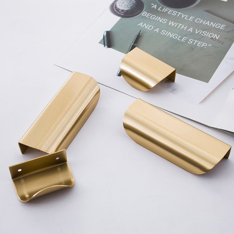 Invisible handle Drawer Pulls Kitchen Cabinet gold Knobs and Handles