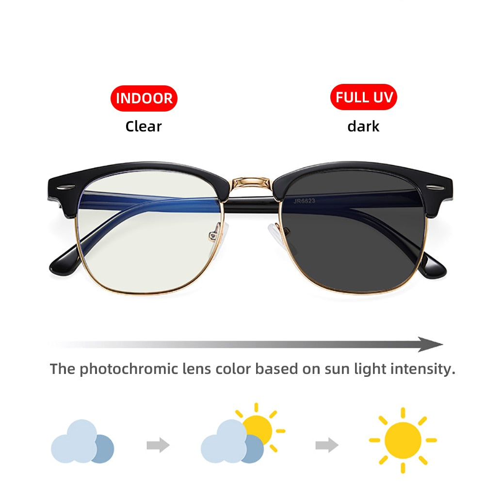 Classic Phochromic Lens Blocking Blue Light Glasses MenWoman Computer/Gaming Anti Bluelight Eyeglasses