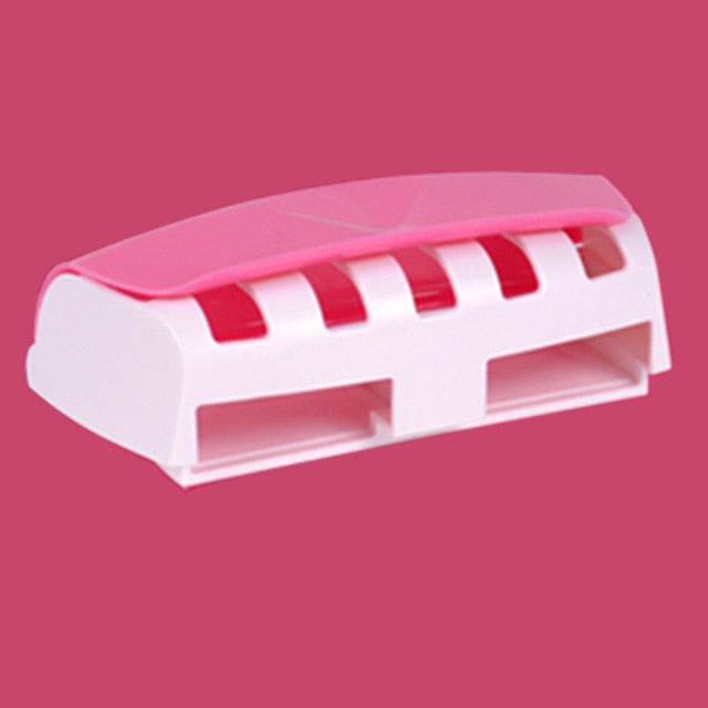 Automatic Toothpaste Dispenser Wall Mount Dust-proof Toothbrush Holder Storage Rack Set