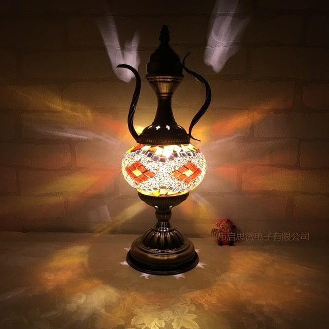 Mediterranean style Handcrafted mosaic Glass   Art Deco Turkish Mosaic Table Lamp