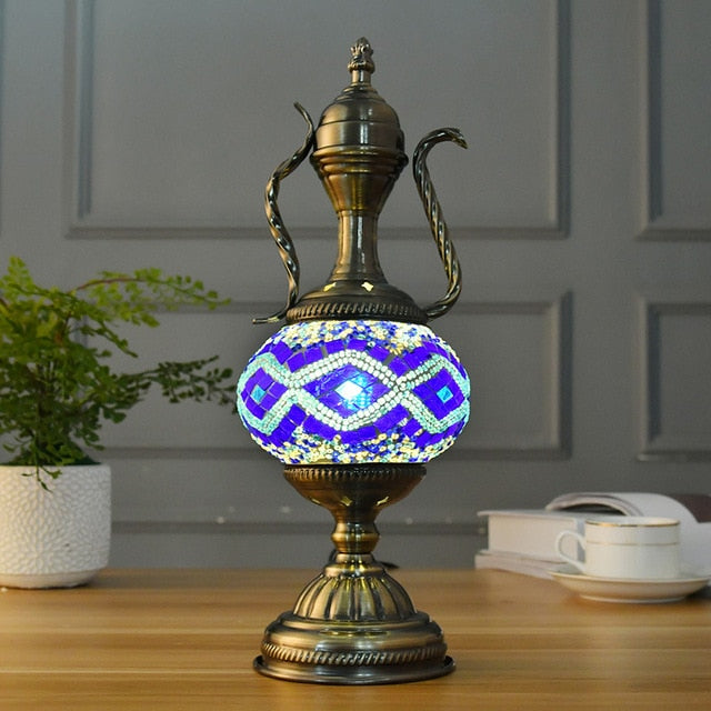 Mediterranean style Handcrafted mosaic Glass   Art Deco Turkish Mosaic Table Lamp