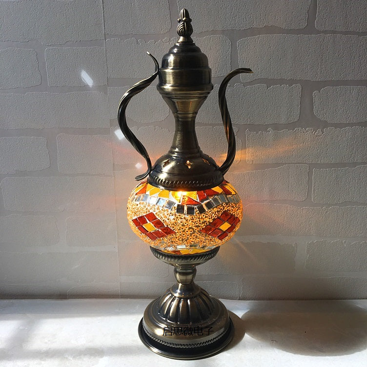 Mediterranean style Handcrafted mosaic Glass   Art Deco Turkish Mosaic Table Lamp