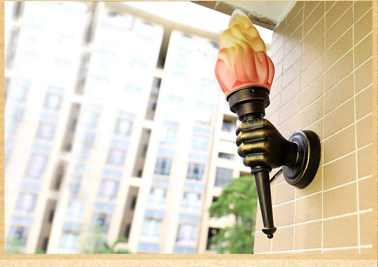 Creative Torch Hand Light Restaurant Cafe Bar Porch Aisle Stair Bedroom Living Room Outdoor Garden Light Wall Lamp Sconce Bra
