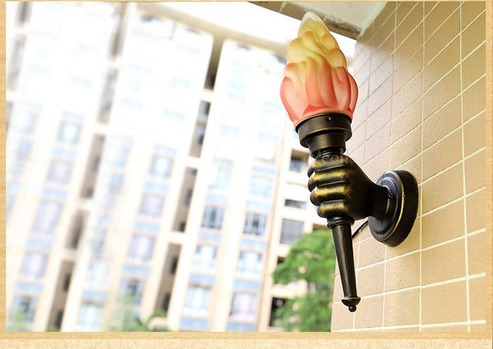 Creative Torch Hand Light Restaurant Cafe Bar Porch Aisle Stair Bedroom Living Room Outdoor Garden Light Wall Lamp Sconce Bra