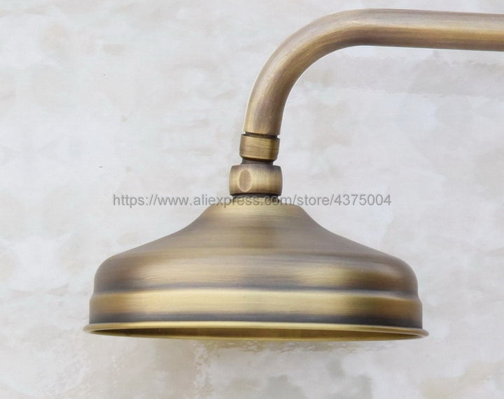 Antique Brass Round 8 Inch Rainfall Shower Head & Extension Pipe Wall Arm Shower (Standard 1/2") Nsh052