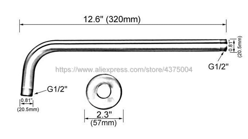 Antique Brass Round 8 Inch Rainfall Shower Head & Extension Pipe Wall Arm Shower (Standard 1/2") Nsh052