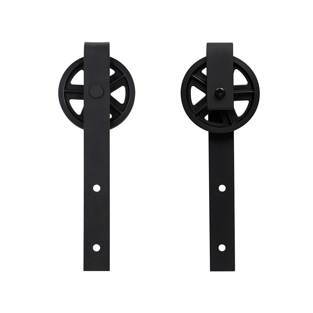 152CM/183CM/200CM Barn Door Hanging Rail For Europe Rustic Black Sliding Hardware Big-wheel Cabinet Door