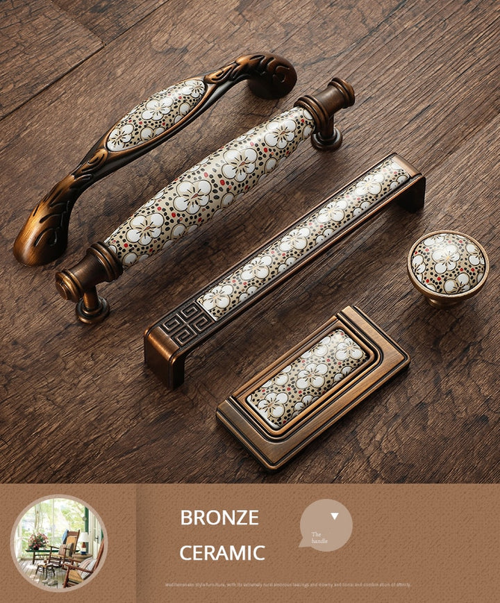 Ceramic Cabinet Handles Vintage Drawer Furniture Handle Hardware