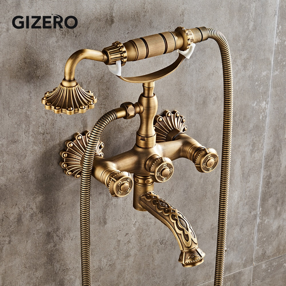 Antique Retro Style Bathtub Shower Set With Hand Shower Faucet