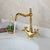 KEMAIDI Golden Swivel Antique Brass Stream Rotated Kitchen Bathroom Mixer Dual Handles Deck Mount Hot Cold Water Taps