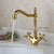 KEMAIDI Golden Swivel Antique Brass Stream Rotated Kitchen Bathroom Mixer Dual Handles Deck Mount Hot Cold Water Taps