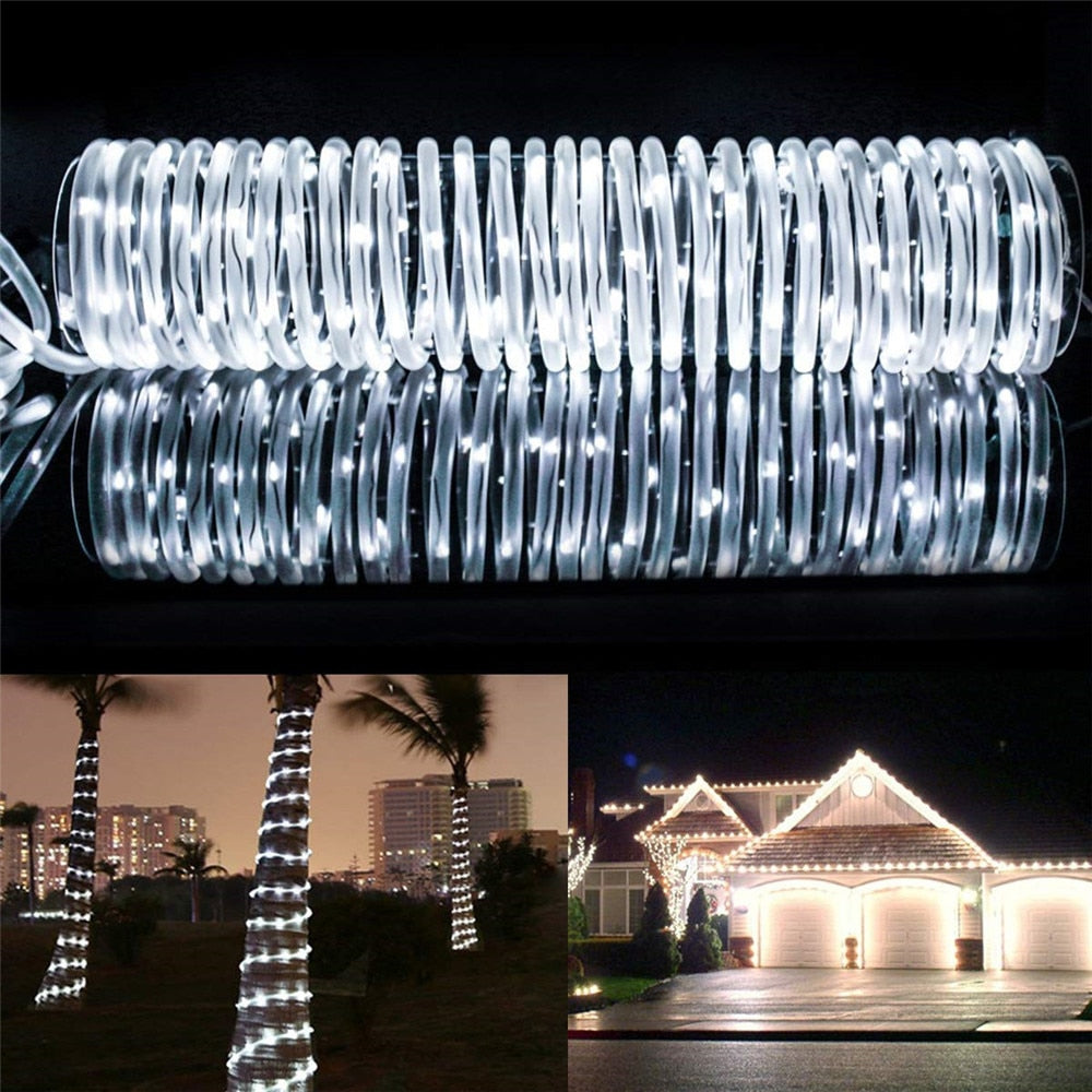 50/100 LEDs Solar Powered Rope Tube String Lights Outdoor Waterproof Fairy Lights Garden Garland For Christmas Yard Decoration