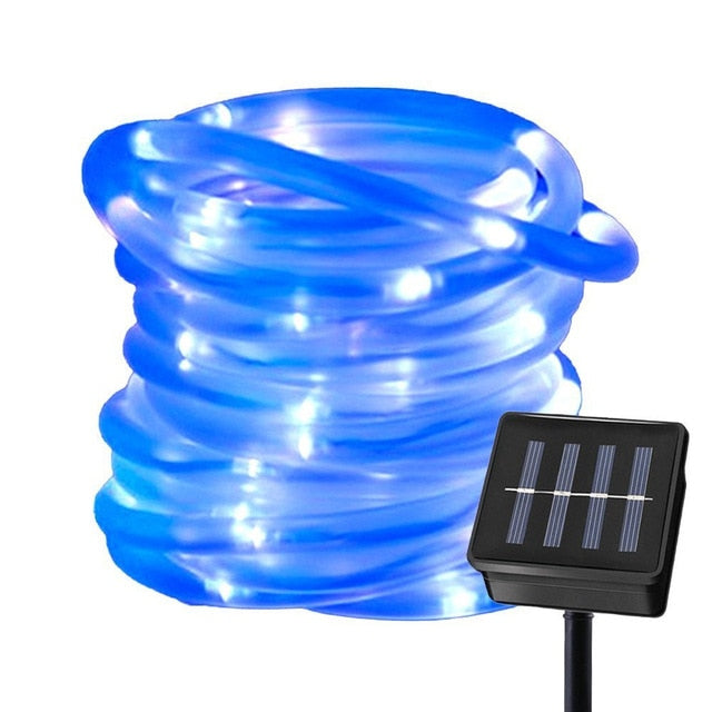 50/100 LEDs Solar Powered Rope Tube String Lights Outdoor Waterproof Fairy Lights Garden Garland For Christmas Yard Decoration