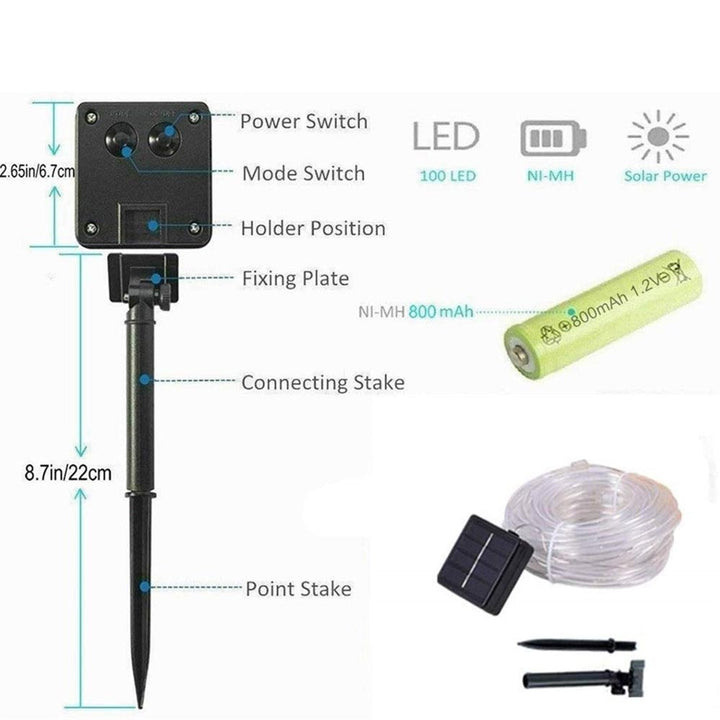 50/100 LEDs Solar Powered Rope Tube String Lights Outdoor Waterproof Fairy Lights Garden Garland For Christmas Yard Decoration