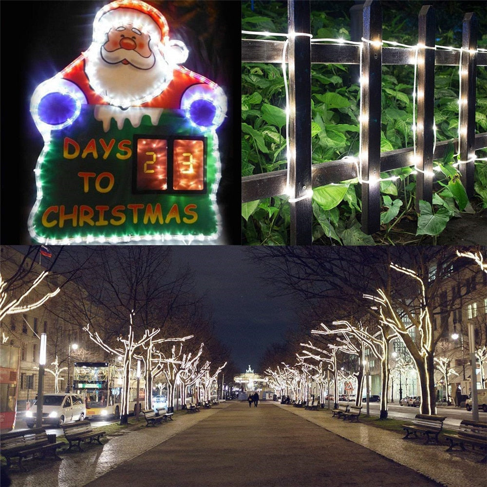 50/100 LEDs Solar Powered Rope Tube String Lights Outdoor Waterproof Fairy Lights Garden Garland For Christmas Yard Decoration