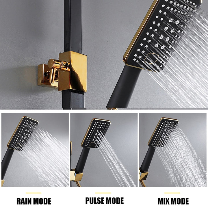 LED Digital Square Head SPA Rainfall Shower Set Wall Mount Smart Thermostatic Bath Faucet