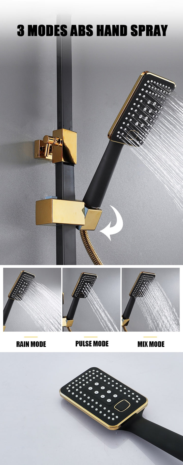LED Digital Square Head SPA Rainfall Shower Set Wall Mount Smart Thermostatic Bath Faucet