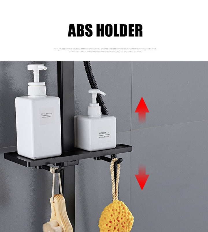 LED Digital Square Head SPA Rainfall Shower Set Wall Mount Smart Thermostatic Bath Faucet