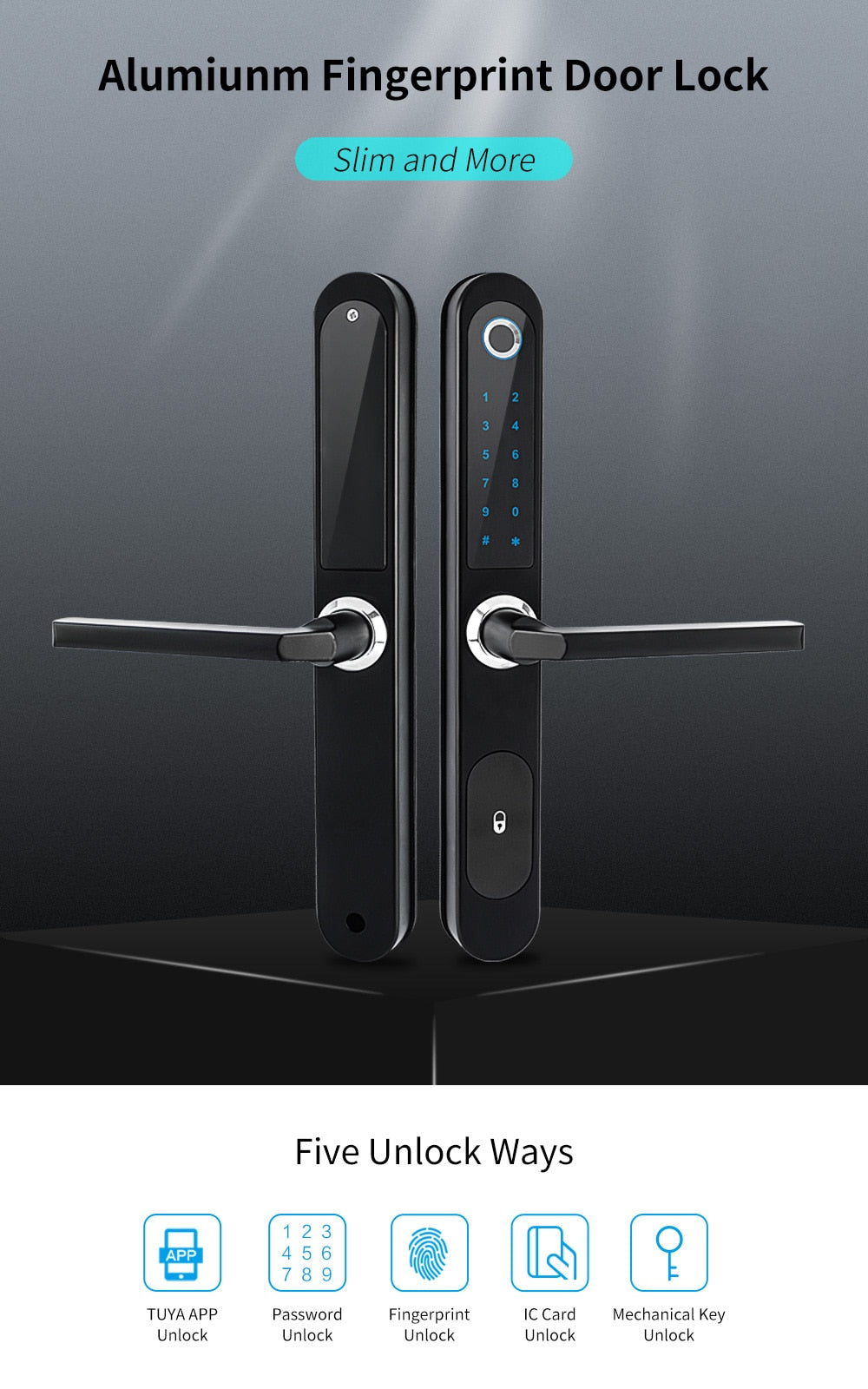TUYA APP Waterproof Fingerprint Outdoor RFID Code Keyless Smart Lock