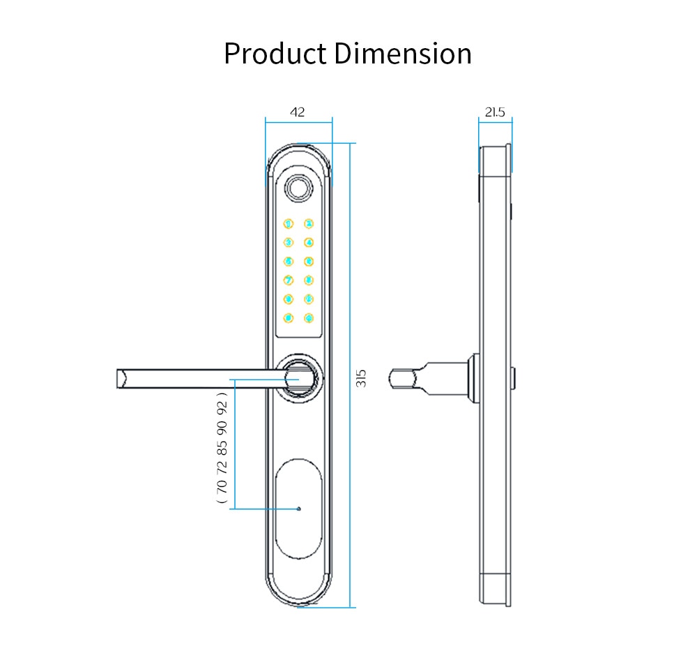 TUYA APP Waterproof Fingerprint Outdoor RFID Code Keyless Smart Lock