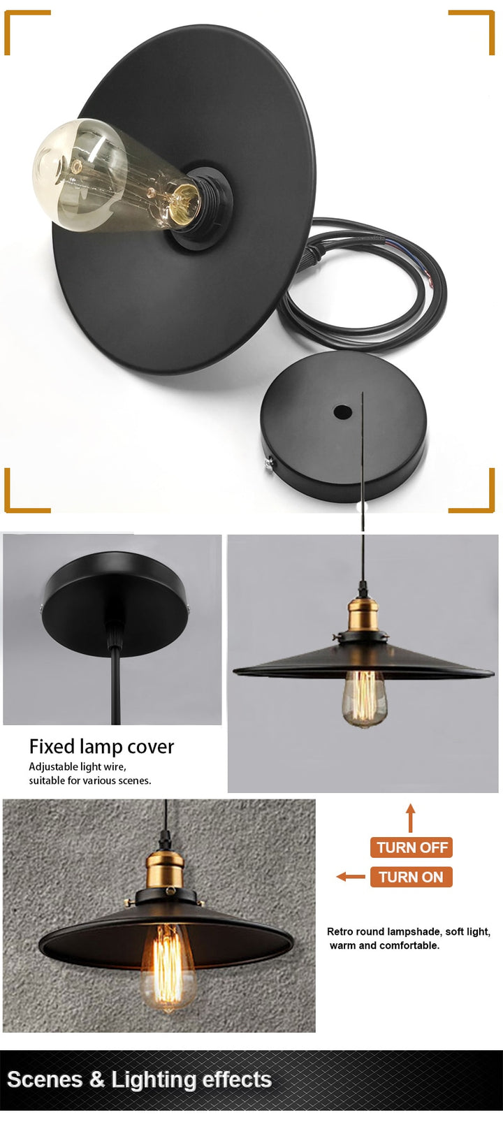 Edison Loft Style Vintage Industrial Retro Pendant Lamp Light e27 Holder Iron