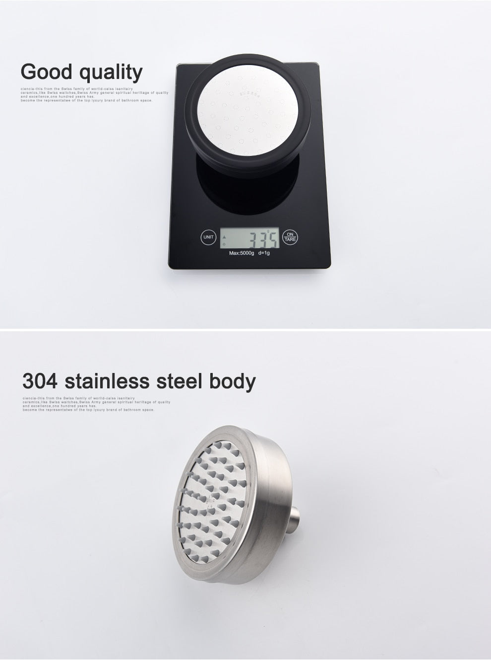 Stainless Steel Brushed Nickel 360 Degree Rotate Pressurized Water Saving Shower Head