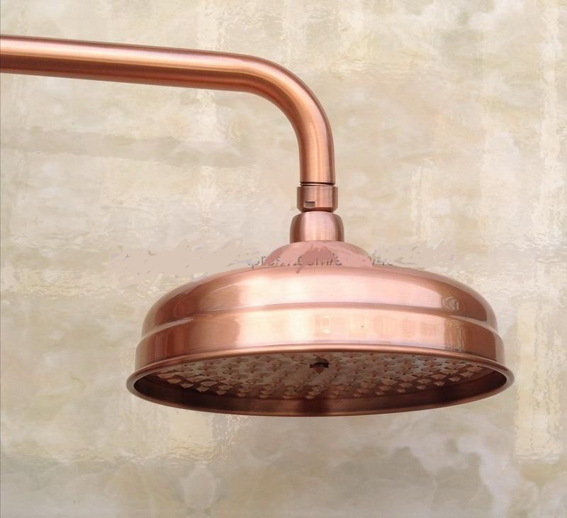 Bathroom Rainfall Shower Faucet Set Double Handle Mixer Tap With Hand Sprayer Wall Mounted Antique Red Copper Nrg521