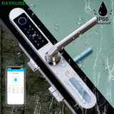 RAYKUBE Waterproof IP66 Fingerprint Door Lock Bluetooth TTlock  APP 5 Unlock Method Broken Bridge / Wooden / Outside Door DQ01