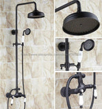 Oil Rubbed Bronze Bathroom Black Shower Set Wall Mounted 8