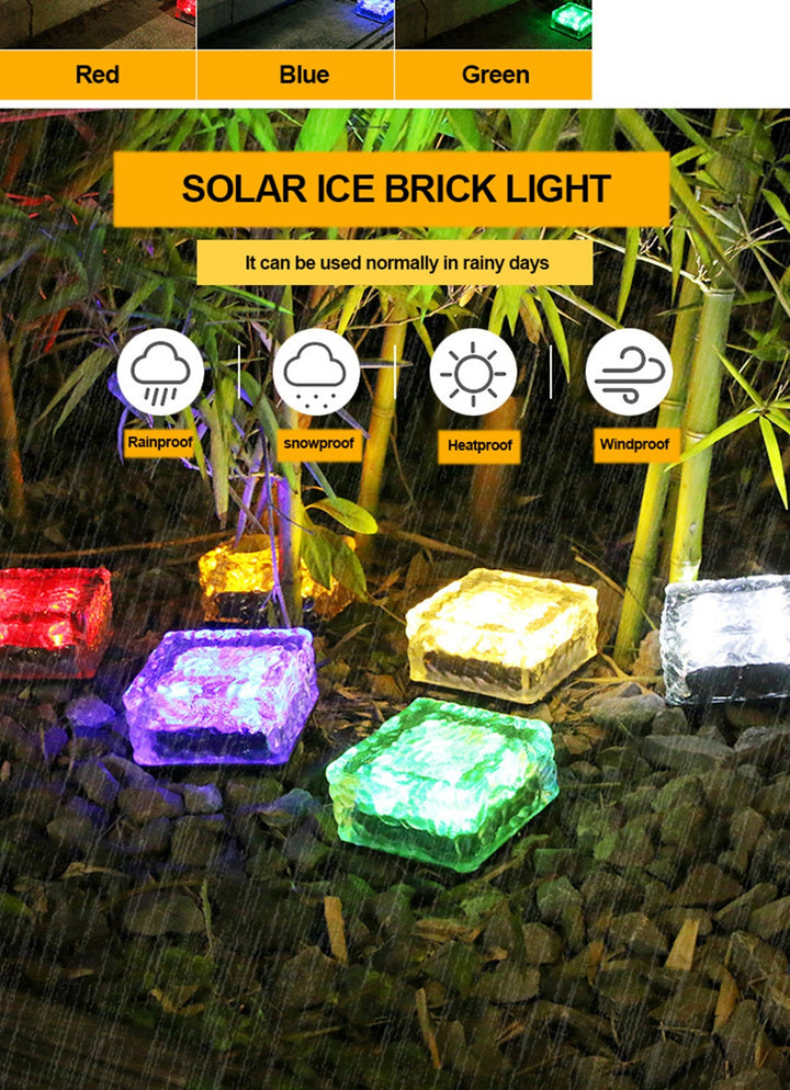 RXUNS Lawn Solar Garden Light LED Brick Ice Cube Solar Lights Outdoor Decoration Lamp for Stair Pathway Driveway Landscape Patio
