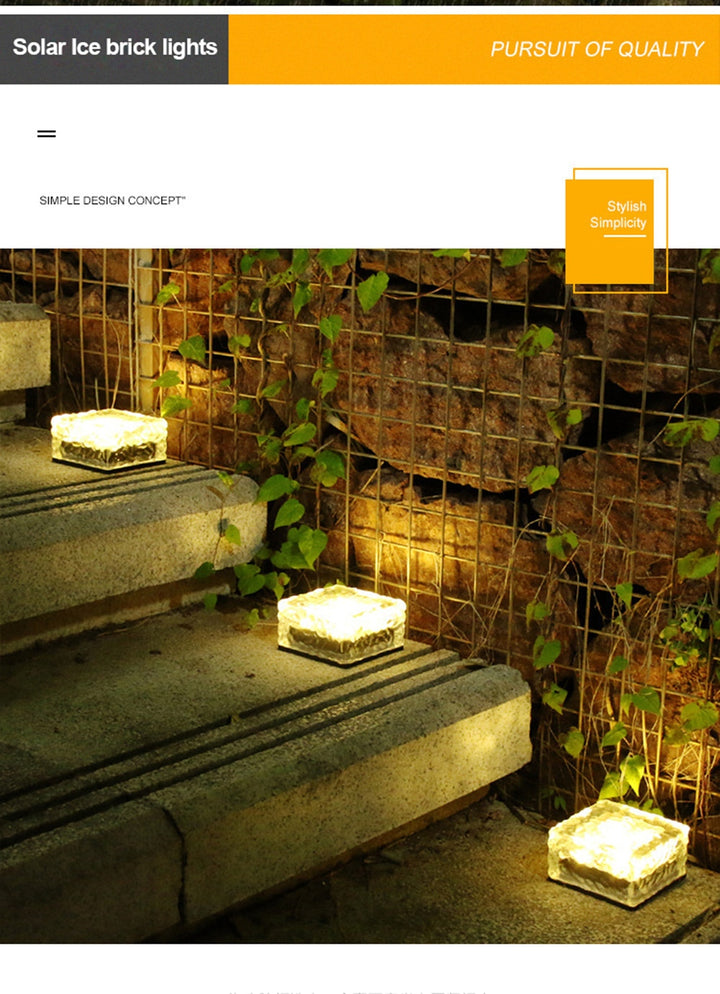 RXUNS Lawn Solar Garden Light LED Brick Ice Cube Solar Lights Outdoor Decoration Lamp for Stair Pathway Driveway Landscape Patio