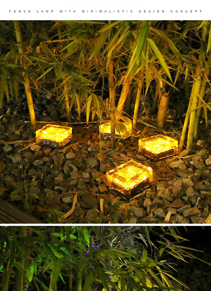 RXUNS Lawn Solar Garden Light LED Brick Ice Cube Solar Lights Outdoor Decoration Lamp for Stair Pathway Driveway Landscape Patio
