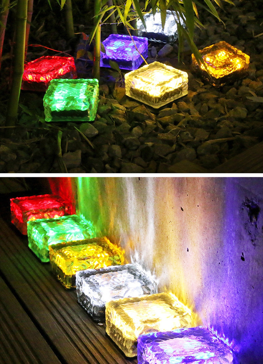 RXUNS Lawn Solar Garden Light LED Brick Ice Cube Solar Lights Outdoor Decoration Lamp for Stair Pathway Driveway Landscape Patio