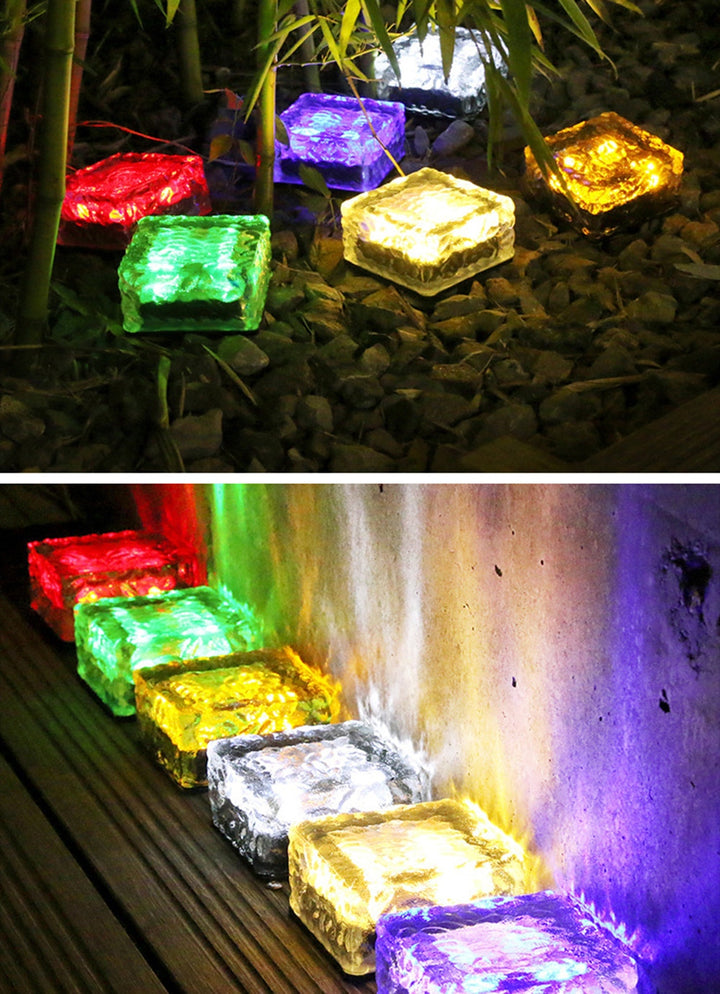 RXUNS Lawn Solar Garden Light LED Brick Ice Cube Solar Lights Outdoor Decoration Lamp for Stair Pathway Driveway Landscape Patio