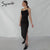 Syiwidii Satin Dress Woman Sleeveless Spaghetti Strap Evening Red Black