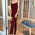 Syiwidii Satin Dress Woman Sleeveless Spaghetti Strap Evening Red Black