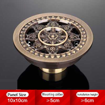 Euro Antique Brass Shower Floor Drain  Deodorant Euro Square Floor Drain