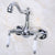 Polished Chrome Wall Mounted Swivel Spout Bathroom Sink Faucet Double Handle Mixer Tap Wall Mounted Nnf959